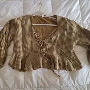 Mahika Kala Linen Tie Front Blouse